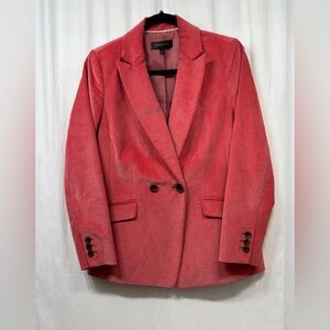 Talbots Blazer Jacket Corduroy Pink Salmon Size 6 Preppy Career